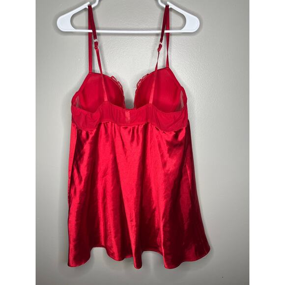 George Ruby Red Embroidered Detail Coquette Fairycore Dolllette Slip Dress Sz XL - Picture 4 of 6